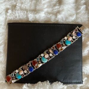 Multicolor Gemstone Sterling Silver Bracelet